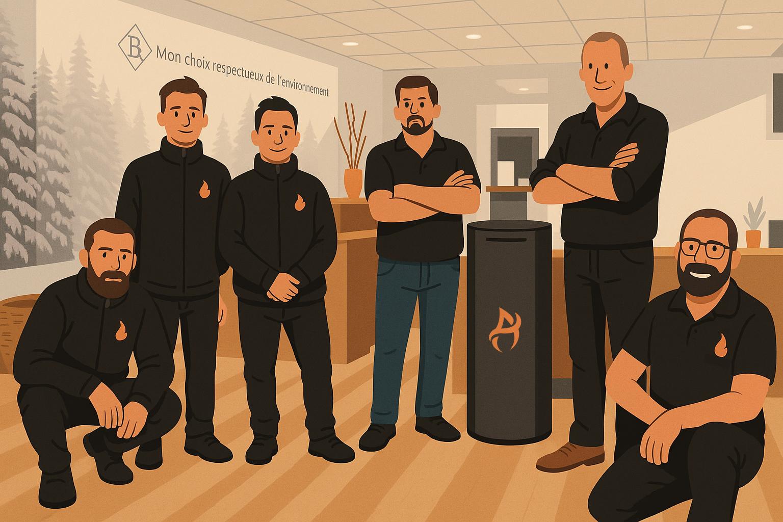 Illustration représentant l'équipe An Tommder dans le showroom